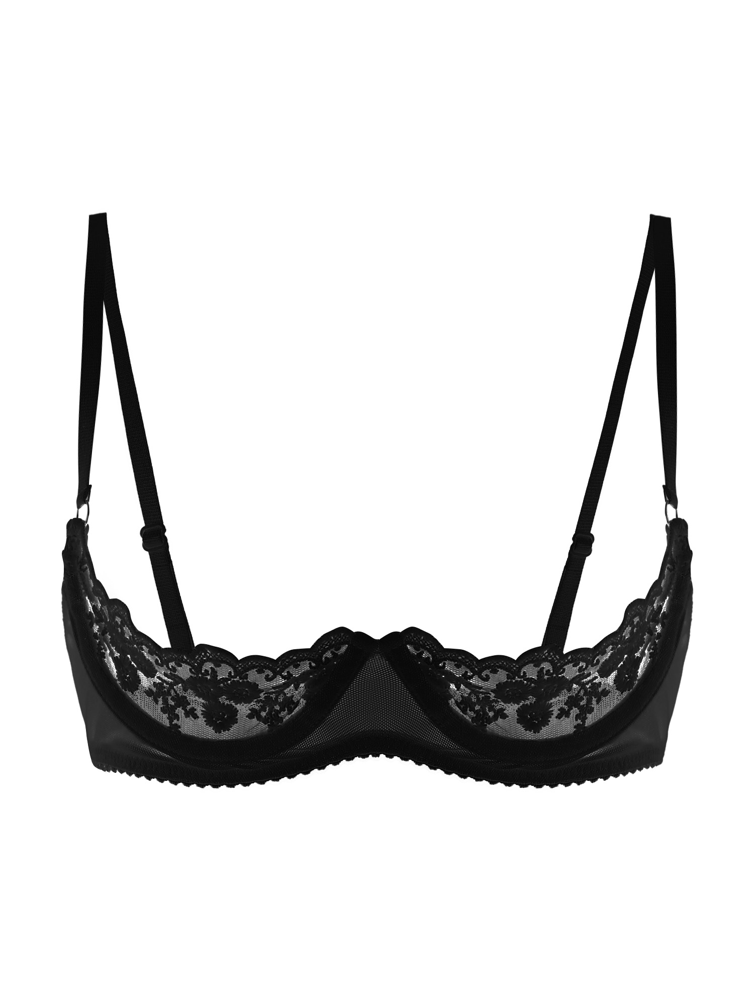 Sheer Mesh Bra - Women Sexy Open Cups Bra Sheer